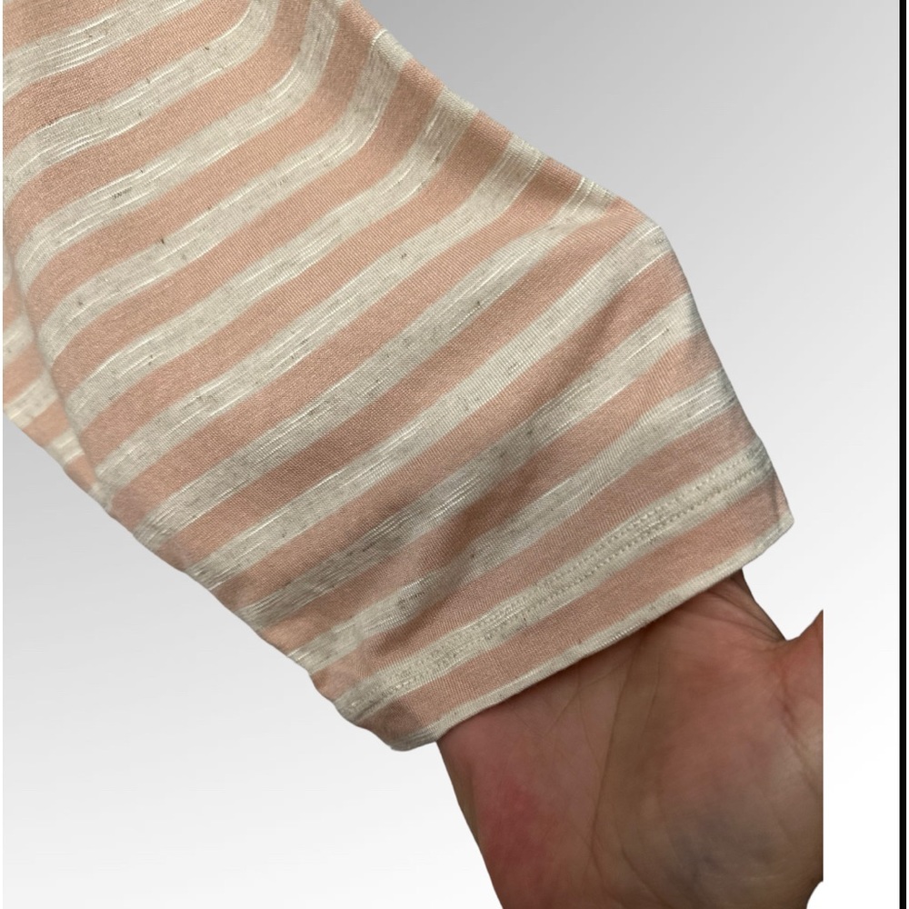 LOGO by Lori Goldstein Pink and White Striped Slub Henley
Top with Embroidery 1X - Picture 10 of 16